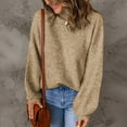 thumbnail image 3 of Blouse à Col Roulé à Manches Longues pour Femmes Automne et Hiver, Chandail Décontracté à Col Roulé pour Femmes, Hauts Unis à Manches Longues en Tricot, 3 of 9