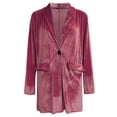 thumbnail image 6 of AOMPMSDX Women's Jackets & Coats Womens Gold Velvet Jacket Open Front Cardigan Coat Leisure Suit Cardigan Coat Fall Outfits Fashion Clothes Tops Jacket Coats XXL Hot Pink, 6 of 6