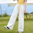 thumbnail image 6 of Generic Girls Sweatpants Preppy Kids Wide Leg Baggy Sweatpants Lightweight Graphic Joggers Casual Trousers with Pockets Daily Wear, 6 of 7