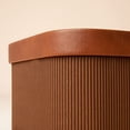 thumbnail image 6 of Fluted Cardboard Storage Baskets with Leather-Like Lids Sturdy Stackable Paper Boxes Decorative Tray Chocolate Brown Set of 3, 6 of 6