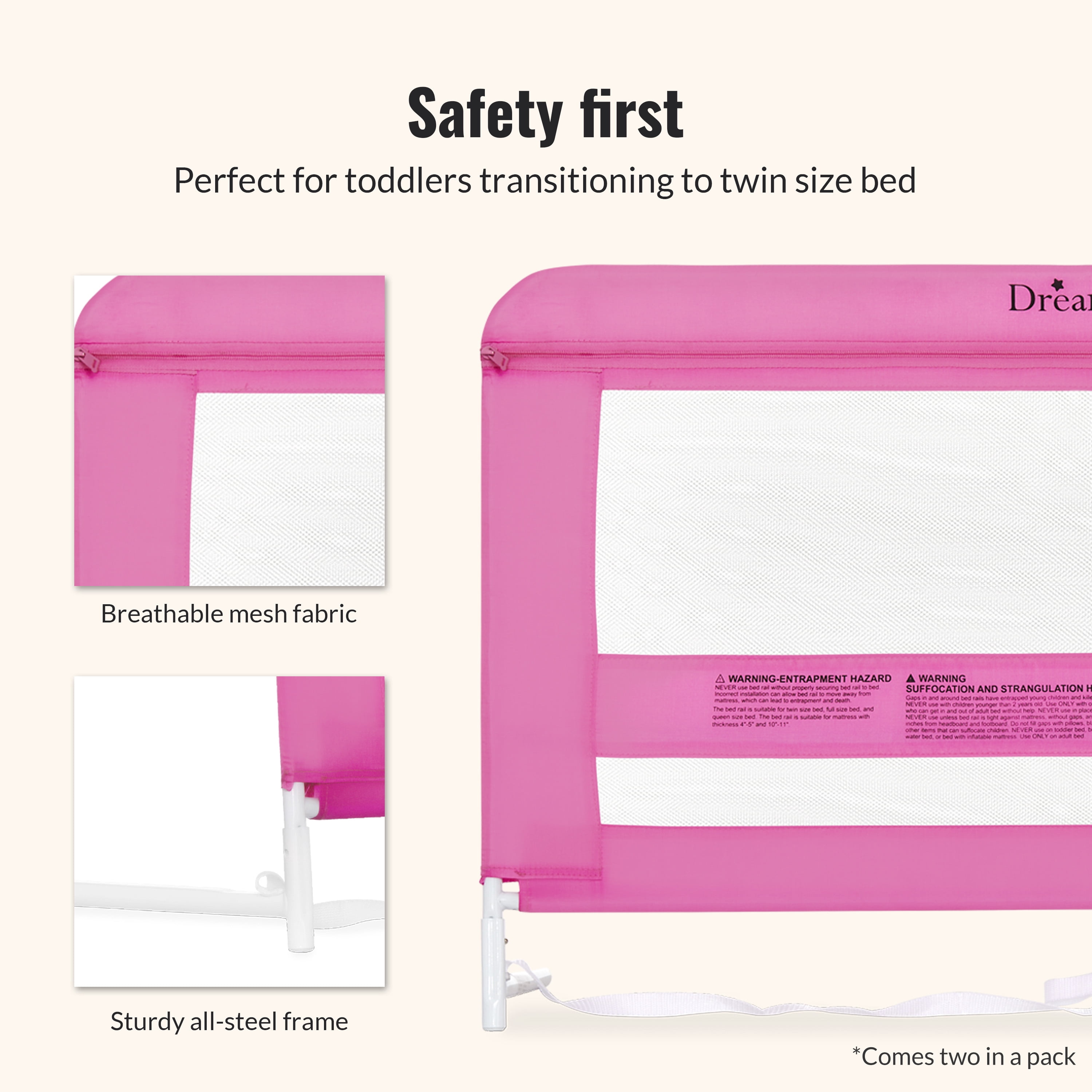 Dream On Me Lilibet Safety Bed Rail Double Pack