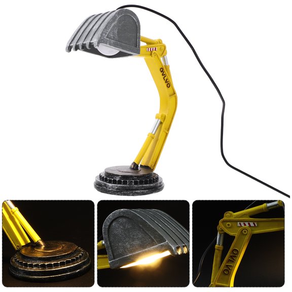 Homoyoyo Kids Excavator Night Light Table Lamp, Multi-Color Resin Bedroom Lamp for Children's Room Lighting