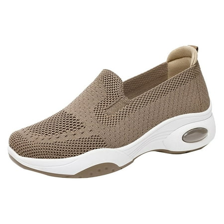 

kamemir Womens Platform Sneakers Women s Woven Orthopedic Breathable Soft Shoes Go Walking Slip on Hands Free Slip in Sneakers Arch Support Casual Comfortable(Brown 6.5)