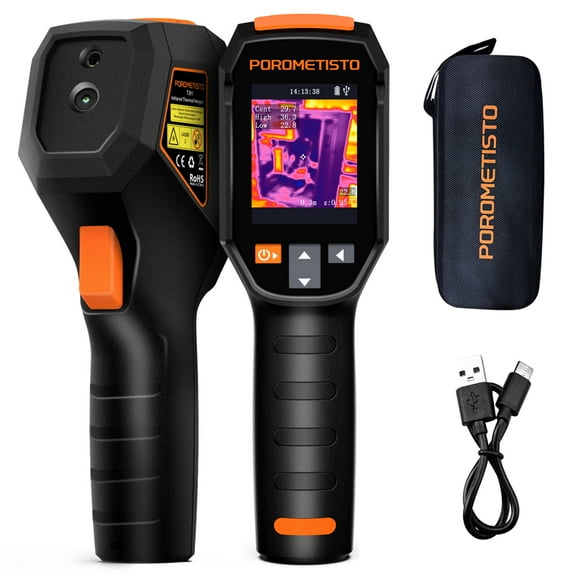 POROMETISTO T101 Thermal Imaging Camera, 240x240 IR Resolution, 3-in-1 with Laser Pointer & Temp Alarm, for HVAC/Electrical/Home Inspection