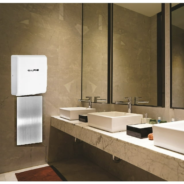 Alpine Industries Willow Commercial White High Speed Automatic Electric Hand Dryer with Wall Guard