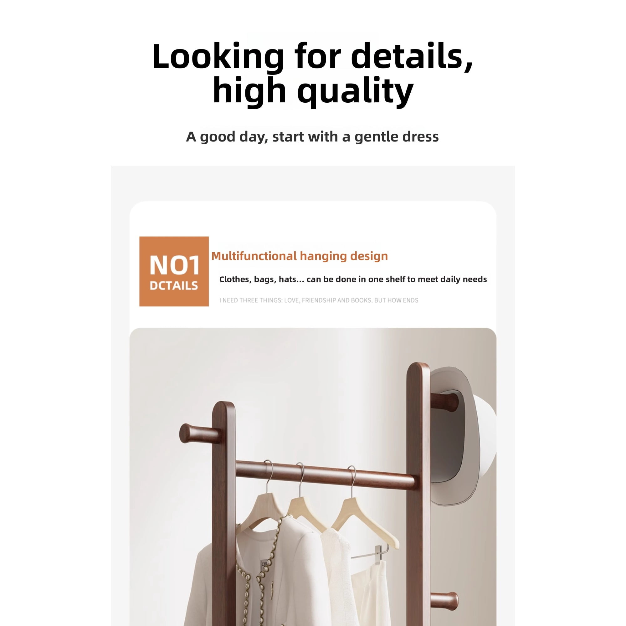 Leumius Coat Racks, 23.6* 11*71 in Solid Wood Hanger, Solid Environmental Protection Easy to Assemble for Bedroom Entrance Living Room (Walnut)