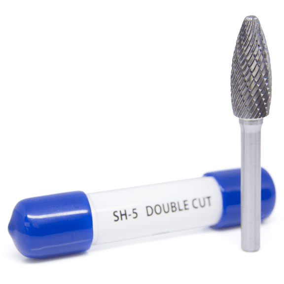 SH-5 Flame Shape - Premium Double Cut Tungsten Carbide Burr 1/4" Shank