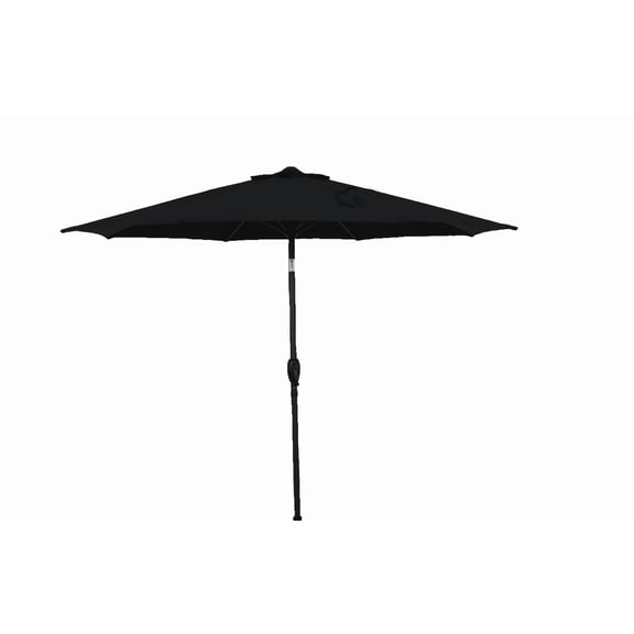 Mainstays Outdoor 9' Black Round Market Patio Umbrella, Crank Lift and 3-Angle Tilt