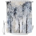 thumbnail image 2 of Grey Forest Waterproof Fabric Shower Curtain,Abstract Vintage Oil Painting Trees Waterproof Fabric Shower Curtain for Bathroom Curtains Bathtubs Hotel Shower Curtains with 12 Hooks Small 36x78in, 2 of 8