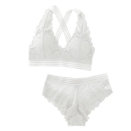 

Knosfe Criss Cross Bodysuit for Women Lace Bra and Panty Set Cami V Neck Lingerie Set One Size