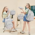 thumbnail image 6 of Daisy Printed Backpacks With Lunch Pack Pencil Case 3pcs, Lightweight Water Resistant Backpack（beige）, 6 of 7