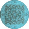 thumbnail image 1 of Ahgly Company Indoor Round Oriental Light Blue Traditional Area Rugs, 3' Round, 1 of 4