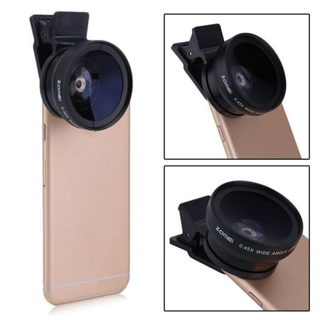 2017 New ZOMEI Professional 2 In 1 Clip Universal Mobile Phone 0.45X Super Wide Angle And Macro Camera Lens For Phones