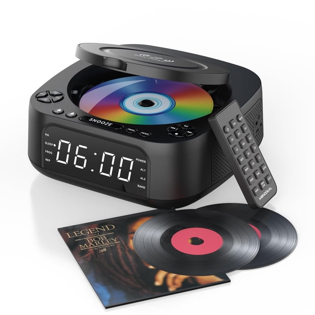 Reproductor de CD Portátil MONODEAL Bluetooth con Carga Inalámbrica y Alarma