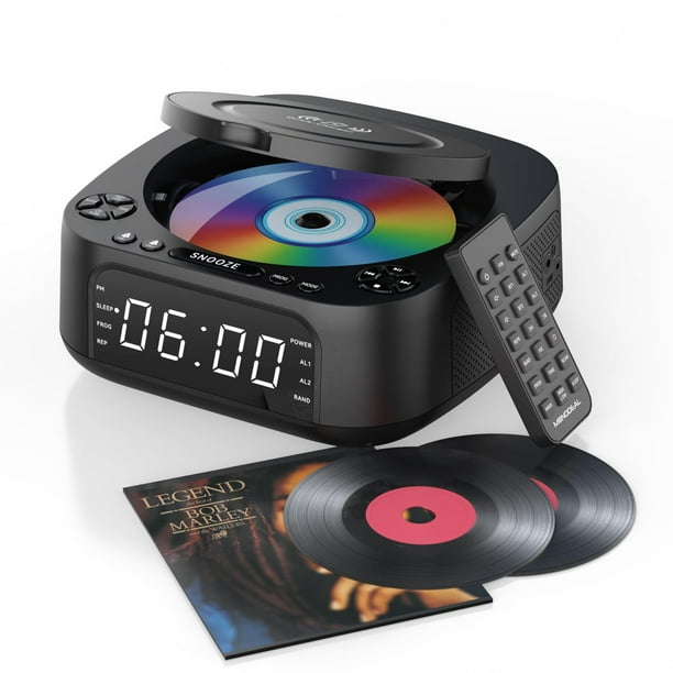 Reproductor de CD Portátil MONODEAL Bluetooth con Carga Inalámbrica y Alarma