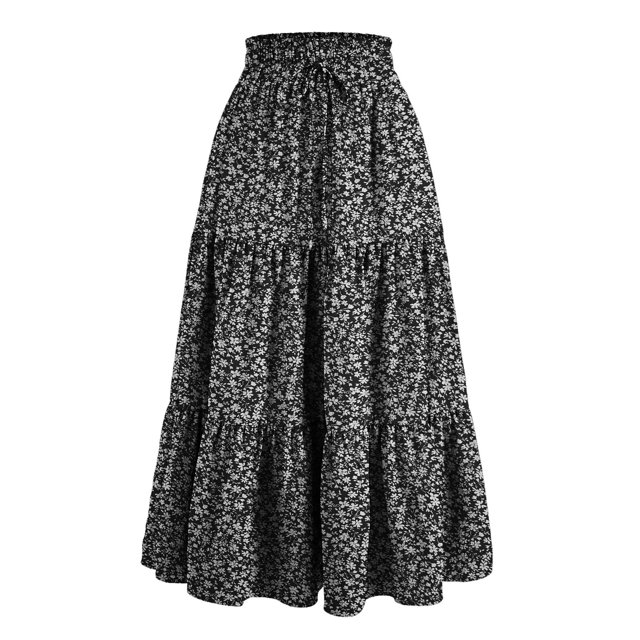 Floral Ruffle Layered Hem Drawstring Skirt Casual Skirt For Spring Summer Women's Clothing