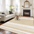 thumbnail image 3 of Vintage Cream Striped Area Rug 6x9 Washable Rug Non Slip Farmhouse Modern Stripes Boho Linen Large Area Rug Soft Stainresistant Indoor Floor Carpet for Living Room Bedroom Office Dining Room Nursery, 3 of 9