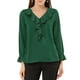 thumbnail image 1 of BLUSA CON VOLANTES PARA MUJER INSPIRE CHIC, ELEGANTE, CON ESCOTE EN V, DE MANGA LARGA, TAMAÑO 3XL, VERDE, PARA USAR EN EL TRABAJO, 1 of 7