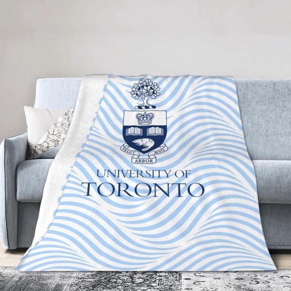 University of Toronto Logos Fleece Blanket, Very Soft Microfiber Flannel Blanket for Couch Warm and Cozy for All Seasons