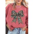thumbnail image 2 of Trendy Women's Graphic Sweatshirt with Bow Pattern and Checkered Details - [ZhiHiMeRi] | (US 12-14)L, 2 of 6