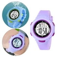 thumbnail image 1 of Reloj digital deportivo para niños y niñas, relojes electrónicos a prueba de agua, reloj de con , cronómetro, calendario, luz EL para Púrpura, 1 of 8