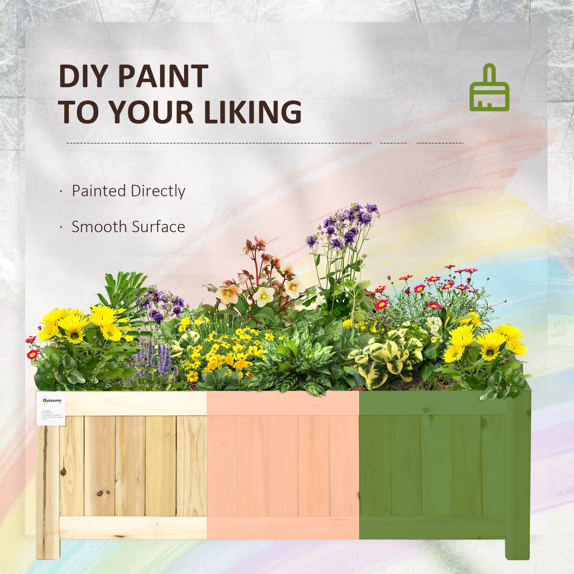 Outsunny Foldable Raised Garden Bed, Wooden Planter Box, Herb Garden Planter for Backyard, Patio to Grow Vegetables, Herbs, and Flowers