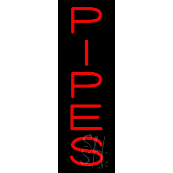 Vertical Red Pipes LED Neon Sign 24" Tall x 8" Wide, Clear Edge Cut Acrylic Backing, with Dimmer - Bright and Premium built indoor LED Neon Sign for Bar decor.