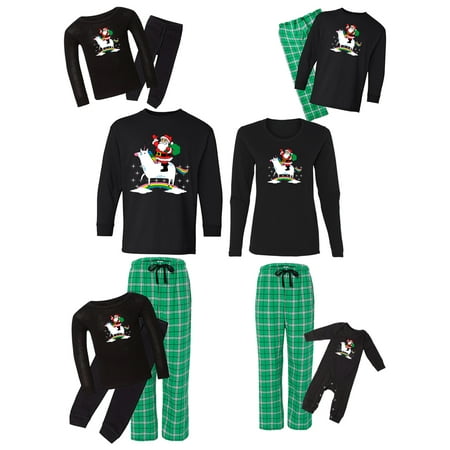 

Awkward Styles Family Christmas Pajamas Set Green Unicorn Santa Matching Sleepwear