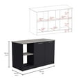 thumbnail image 3 of Juniper Kitchen Island With Large Top Surface, Double Door Cabinet, And Open Shelves Black Ibiza Marble Black Ivory Dining Room Modern Rectangular Stationary Kitchen Islands Particle Board Medium 40, 3 of 8