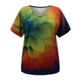 thumbnail image 3 of JINMGG Womens Plus Size Clearance $5 Women Fashion Casual Print V-Neck Loose Short Sleeve T-Shirt Top Blouse Pullover Blue S, 3 of 4