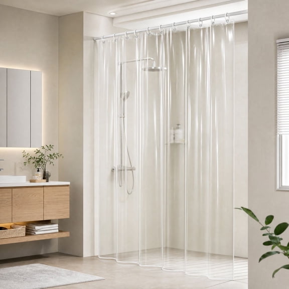 Clear Shower Curtain Liner, Transparent Waterproof Shower Curtain with Reinforced Grommets Heavy Duty Bathroom Shower Liner for Bathtub