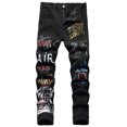 thumbnail image 1 of Pantalones vaqueros rasgados elásticos de alta calidad para hombre, Jeans de estilo Hip Hop juvenil, color negro, 2023, 1 of 5