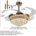 thumbnail image 5 of KPIBEST 42 inch Retractable Ceiling Fan Light with Remote Control French Gold Finish Fixtures, Modern Europe Luxury Crystal Chandelier Fans with 3 Lights Changes for Bedroom Living Room Restaurant, 5 of 7