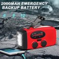 thumbnail image 3 of DISEN NOAA Emergency Weather Radio, 2000mAh Weather Alert Radio Solar Charging, Hand Crank & USB Charged, AM/FM Radio with LED Flashlight, Reading Lamp, SOS Alarm, Headphone Jack for Outdoor,Red, 3 of 10