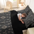 thumbnail image 5 of meiyoeat Vintage Bull Skull 7 Pieces Full Size Bedding Sets For Boys,Retro Aztec Geometric Rhombus Full Size Bed In A Bag For Kids,Black Reversible, 5 of 7