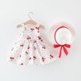 thumbnail image 6 of WOYY Infant Girls Summer Outfits Cherry Print Bow Sleeveless Dress with Hat, Sizes 18-24M, 6 of 8