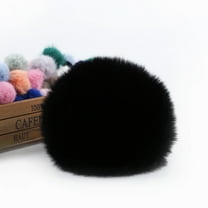 XmhyTop-A 10 Pcs Faux Fur Pom Pom Fluffy Balls,with Tiny Cord for Hat Shoes Hair Pins Earrings Necklace Accessories,3.9inch,Black