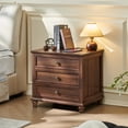 thumbnail image 6 of Farmhouse Nightstand with Charging Station & 24" Top,Bedside Table with 3 Drawers,Modern End Side Table for Bedroom, Brown, 6 of 7