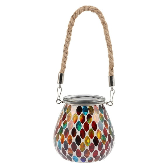 PBPBOX Solar Glass Jar Lamp Red Novel Lighting for Outdoor Decoration 1Set