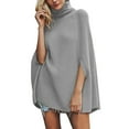 thumbnail image 1 of Poncho Style Cape Chandail Col Roulé Tricoté pour Femmes, 1 of 6