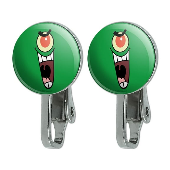 SpongeBob Plankon Face Novelty Clip-On Stud Earrings