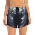 thumbnail image 2 of Vsdgher Elegant Feathered Floral Wings Athletic Shorts for Women, Women's Running Double Layer Shorts, High Waisted Yoga Shorts, Workout Athletic Shorts-Medium, 2 of 7