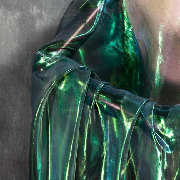 Tela Qidekjjt de organza iridiscente verde negruzco de 11 pulgadas y 150 cm