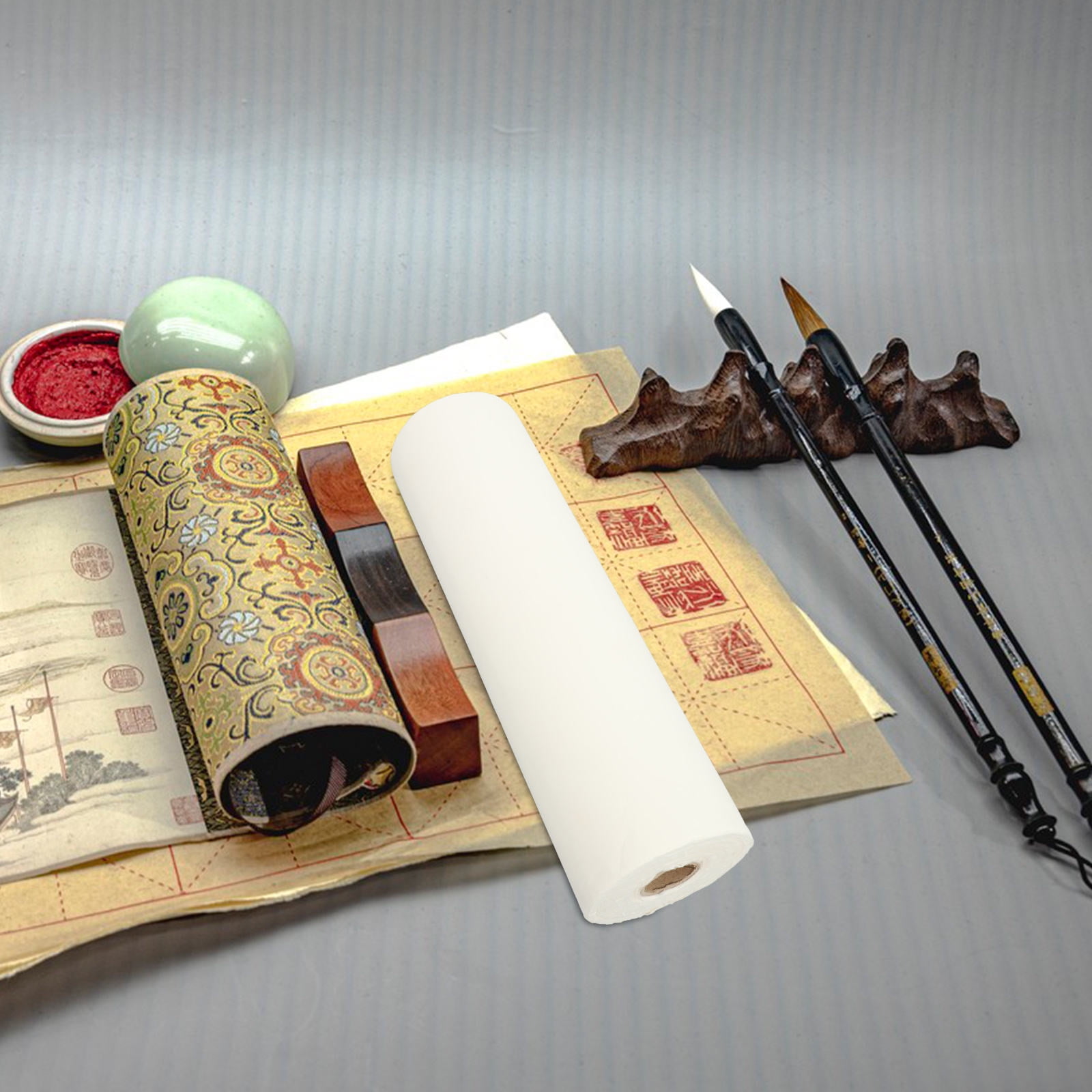 Luxshiny Thick White Sketch Paper Roll for Painting and Chinese Artists, Ideal Drawing and Art Supplies Set
