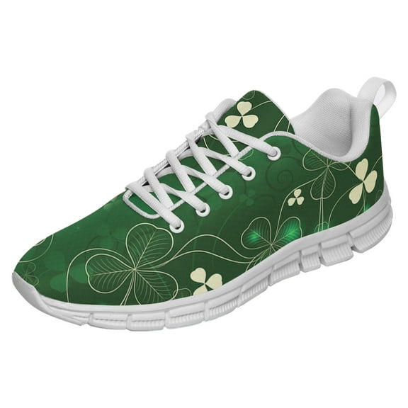St Patricks Day Shoes for Women Men Running Sneakers Breathable Casual Sport Tennis Shoes White Size 3.5