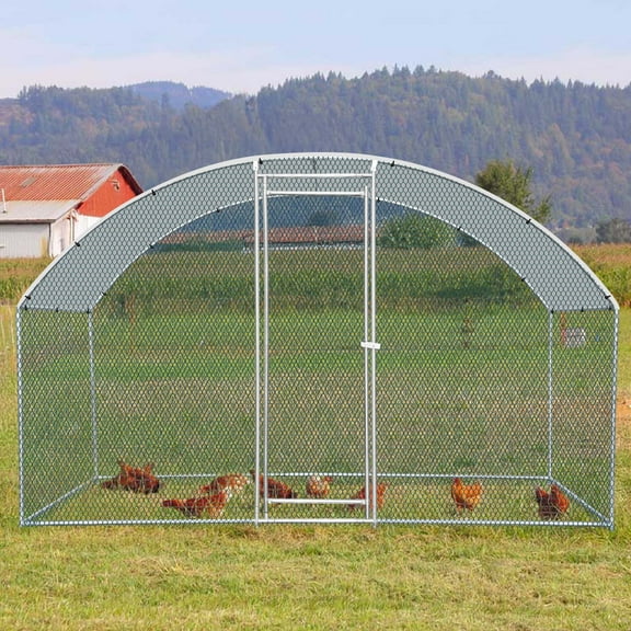 6.5 x 10ft Chicken Coop, Walk-in Poultry Cage Chicken Hen Run House with Waterproof Cover, Large Metal Rabbits Cats Dogs Farm Pen for Outdoor Backyard Farm Garden