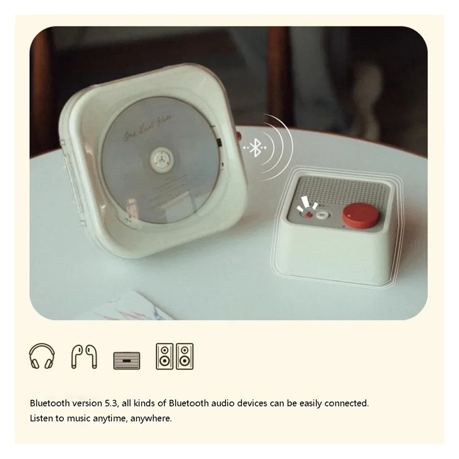 Portable CD Player Dazzling Colour Music Walkman Bluetooth 5.3 Rechargeable HIFI CD Player