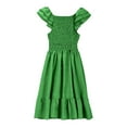 thumbnail image 4 of 3-14 Years Toddler Kids Girls Dresses Lace Ruffle Sleeve Pleated Dress Tween Summer Tiered Casual Dress, 4 of 7