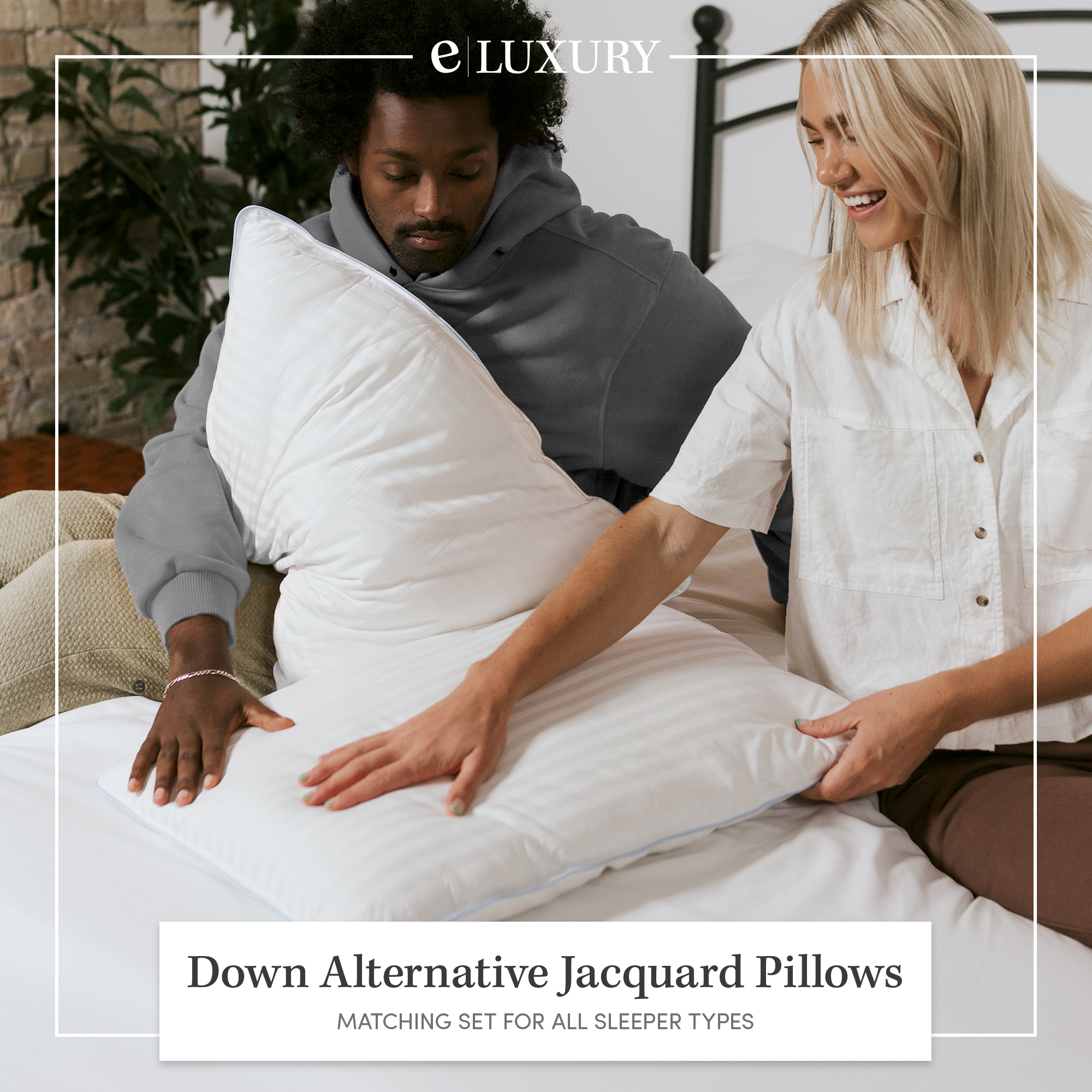 2 Pack Medium Firmness Down Alternative Bed Pillow, Standard - eLuxury - image 2 of 6