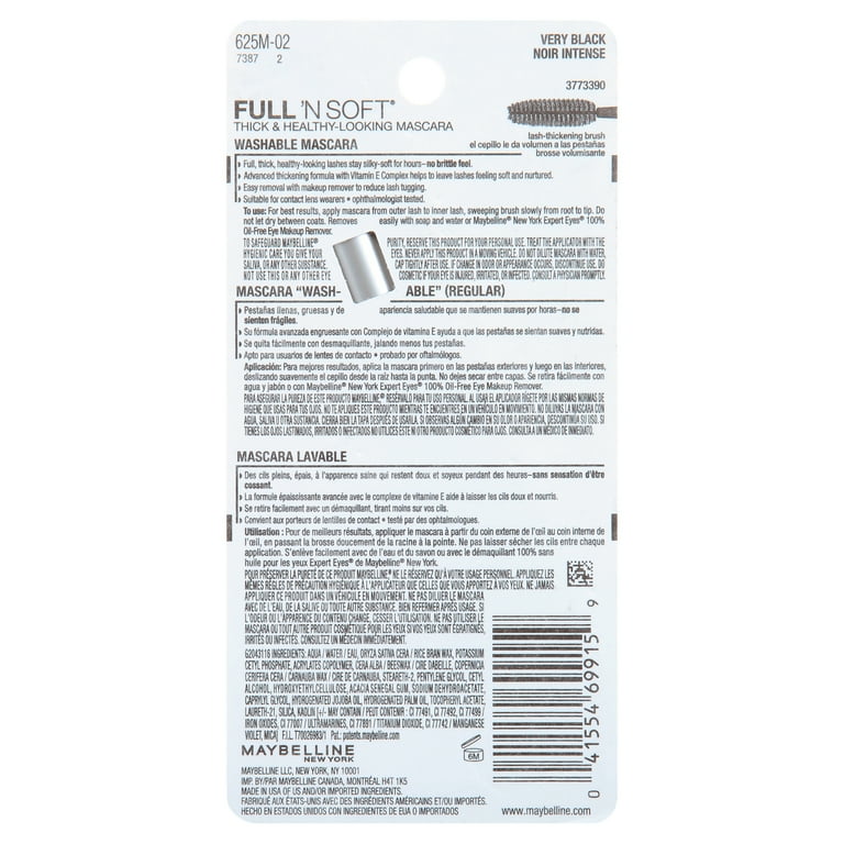 Maybelline Full N Soft Washable Mascara Very Black 0.28 fl